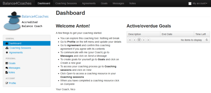 Your client's dashboard